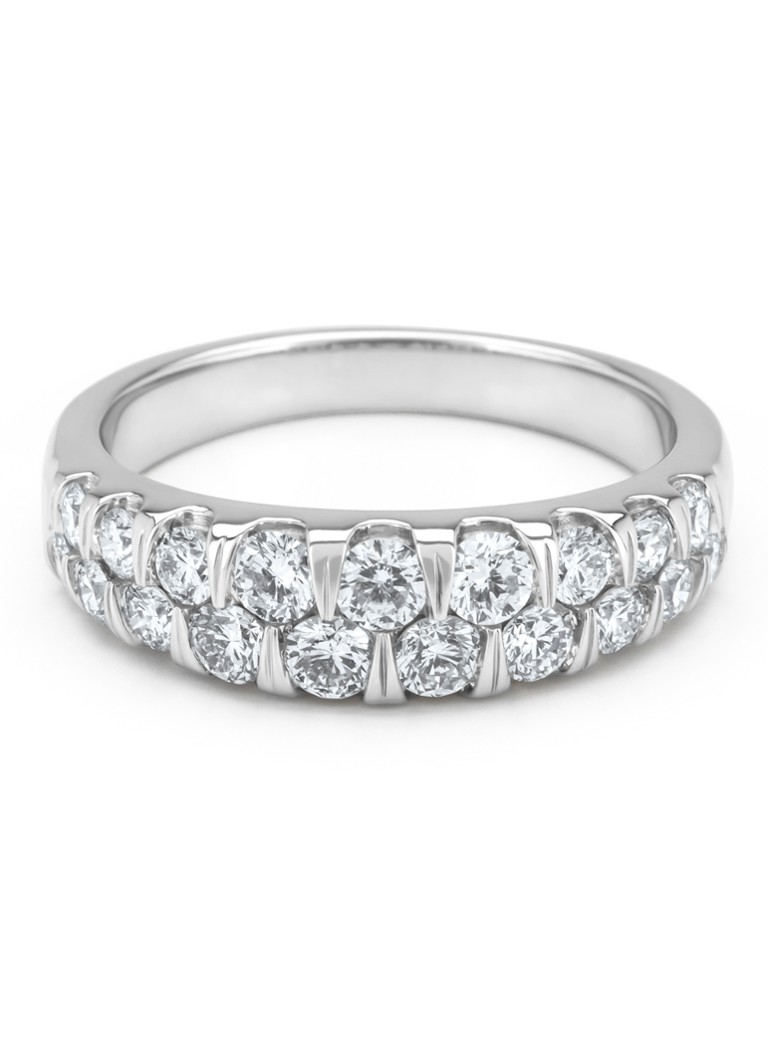 Diamond Point Dames Witgouden ring, 1.05 ct diamant, Caviar in de kleur Witgoud