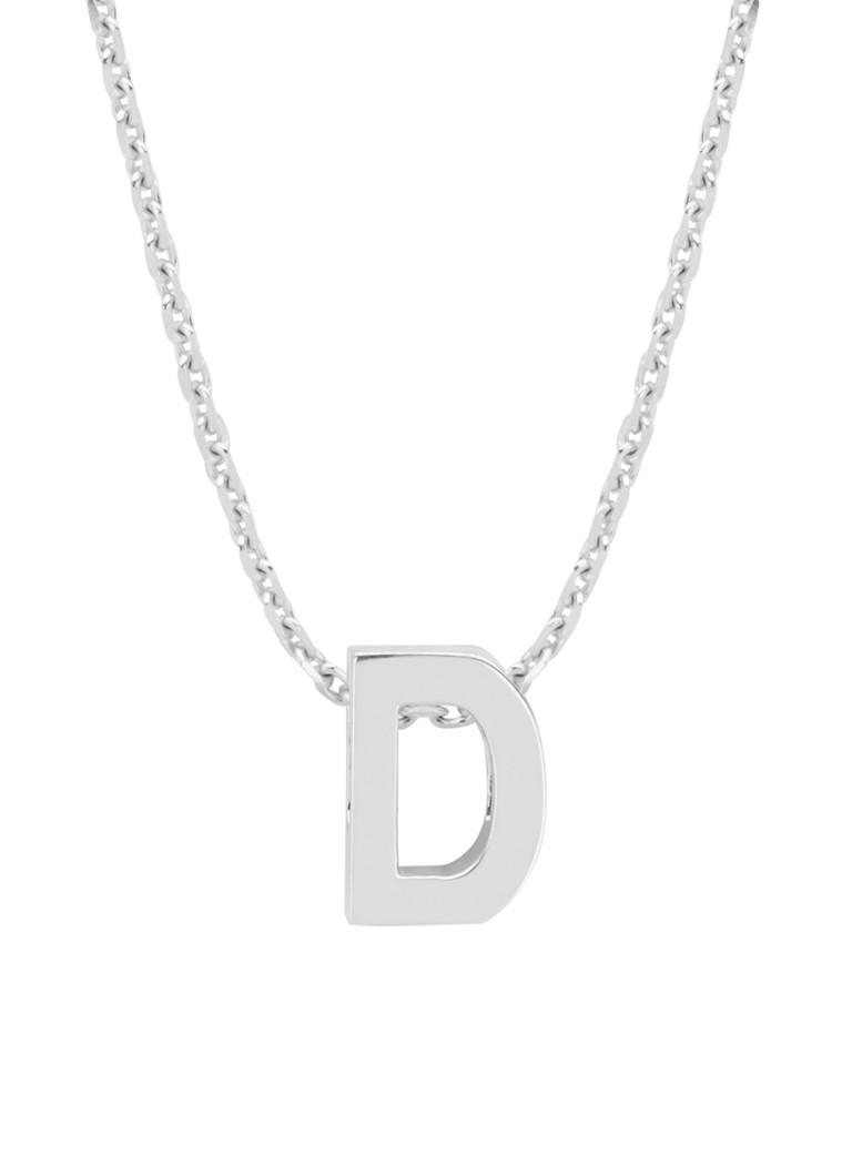 Diamond Point Dames Witgouden hanger D, Alphabet in de kleur Witgoud