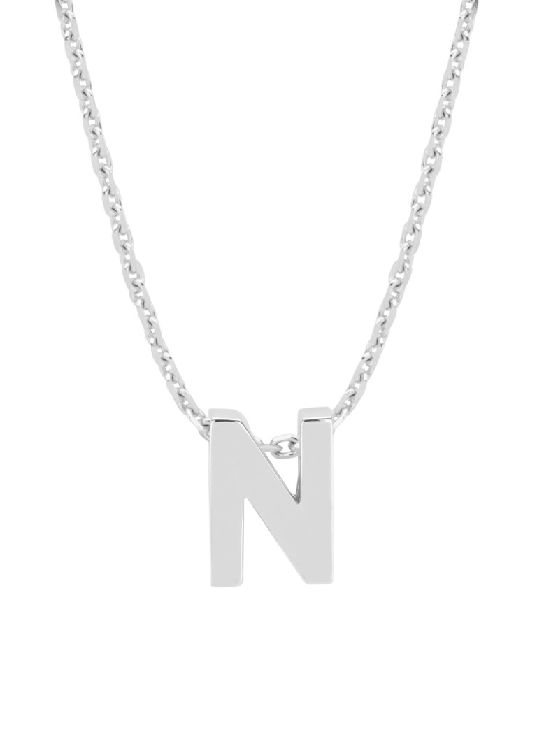Diamond Point Dames Witgouden hanger N, Alphabet in de kleur Witgoud