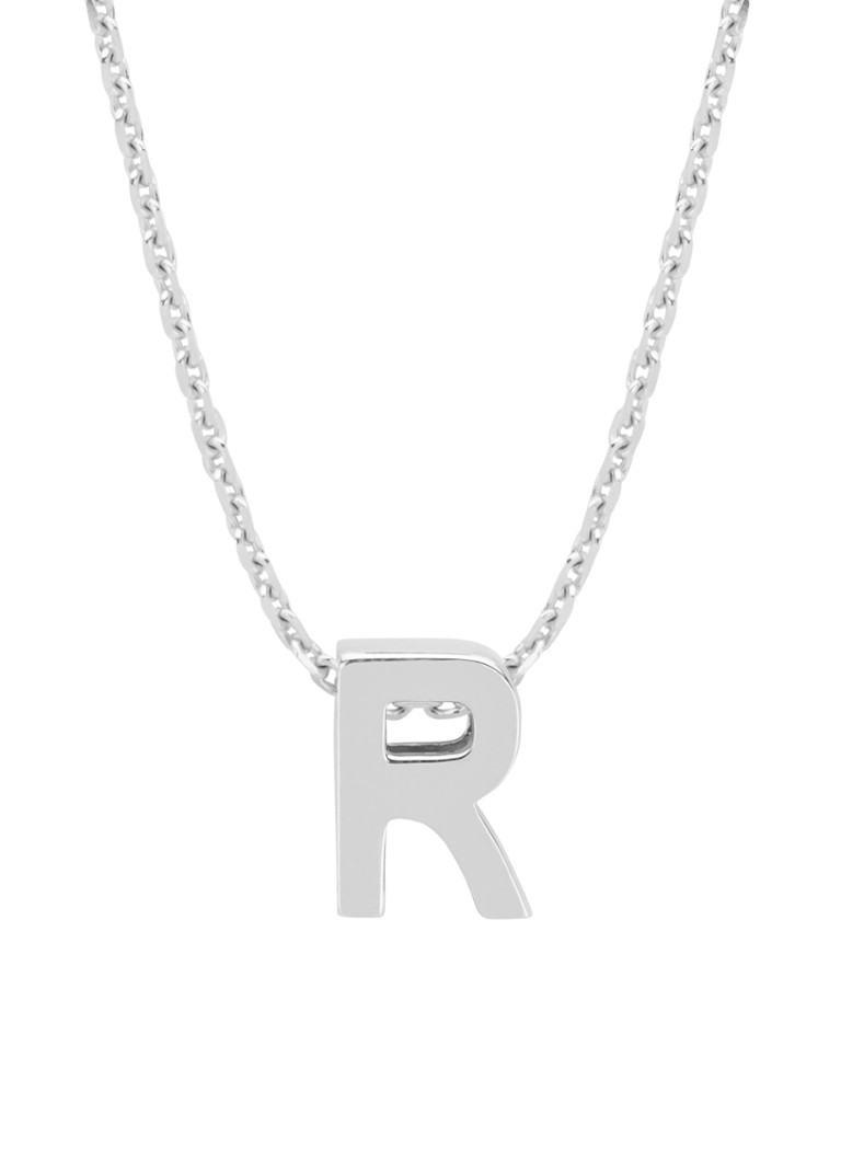 Diamond Point Dames Witgouden hanger R, Alphabet in de kleur Witgoud
