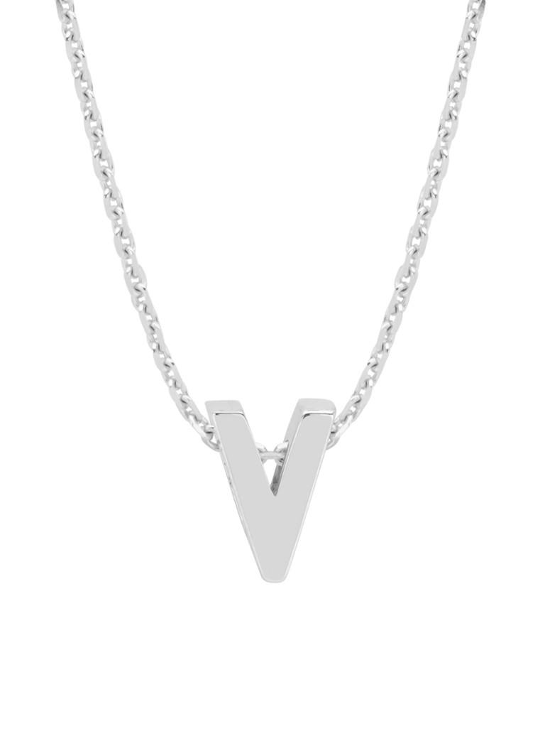 Diamond Point Dames Witgouden hanger V, Alphabet in de kleur Witgoud