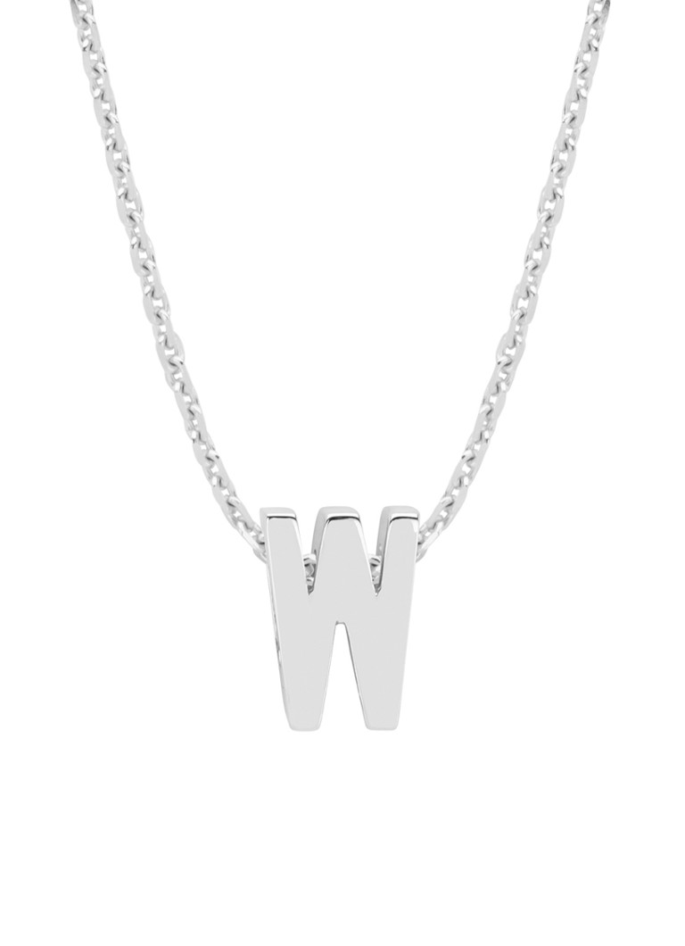 Diamond Point Dames Witgouden hanger W, Alphabet in de kleur Witgoud