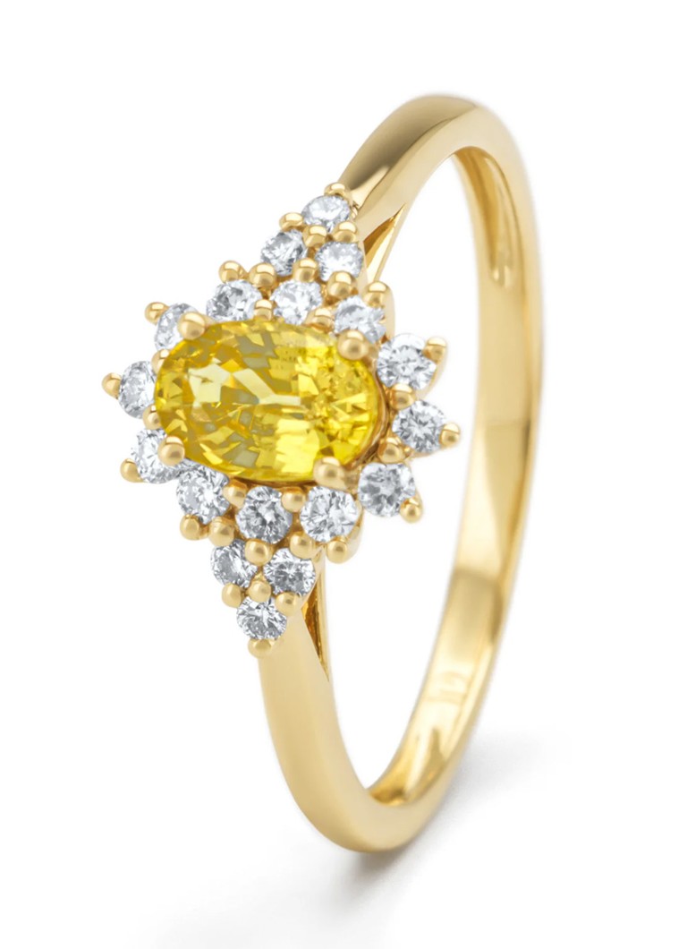 Diamond Point Dames Geelgouden ring, 0.60 ct gele saffier, Eden in de kleur Geelgoud