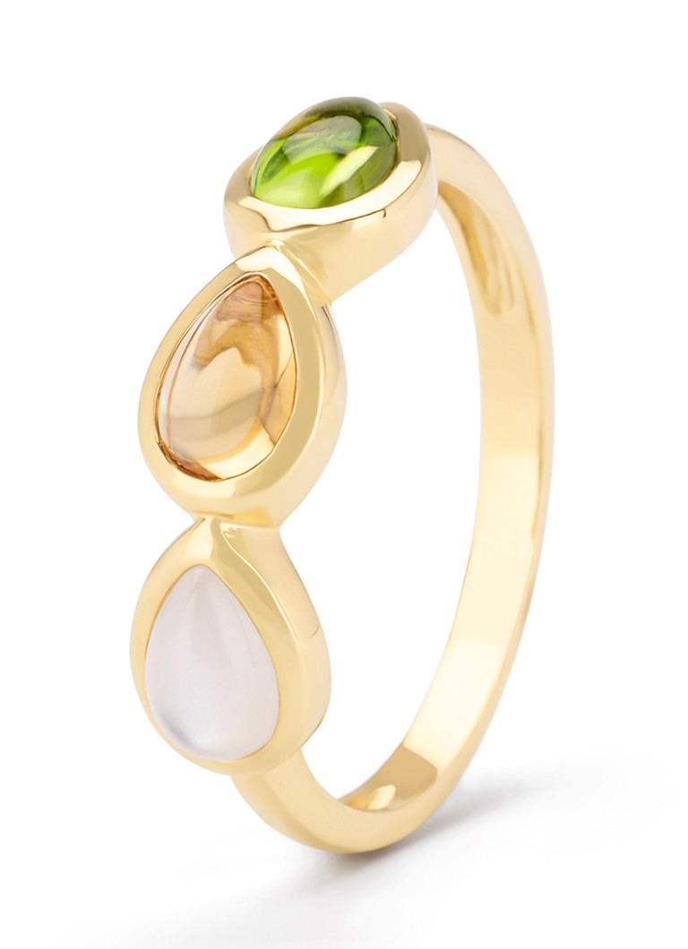 Diamond Point Dames Geelgouden ring, 0.47 ct kwarts, Little Drops in de kleur Geelgoud