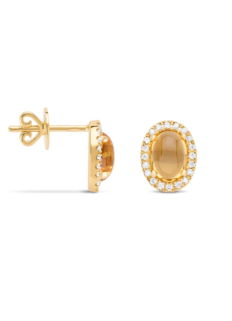 Diamond Point Dames Geelgouden oorsieraden, 3.12 ct citrien, Little Drops in de kleur Geelgoud