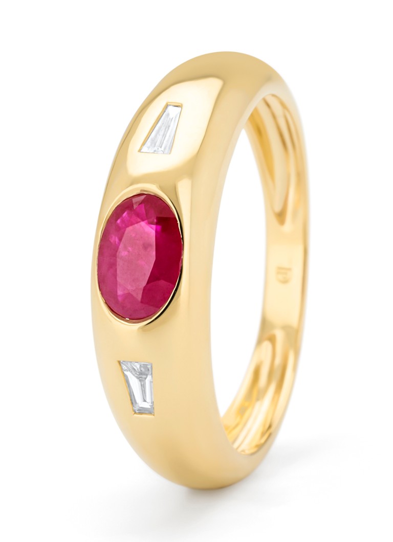 Diamond Point Dames Geelgouden ring, 0.56 ct robijn, Bold in de kleur Geelgoud