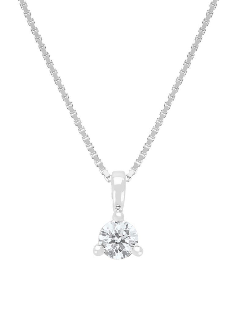 Diamond Point Dames Witgouden hanger, 0.30 ct diamant, Hearts & Arrows in de kleur Witgoud