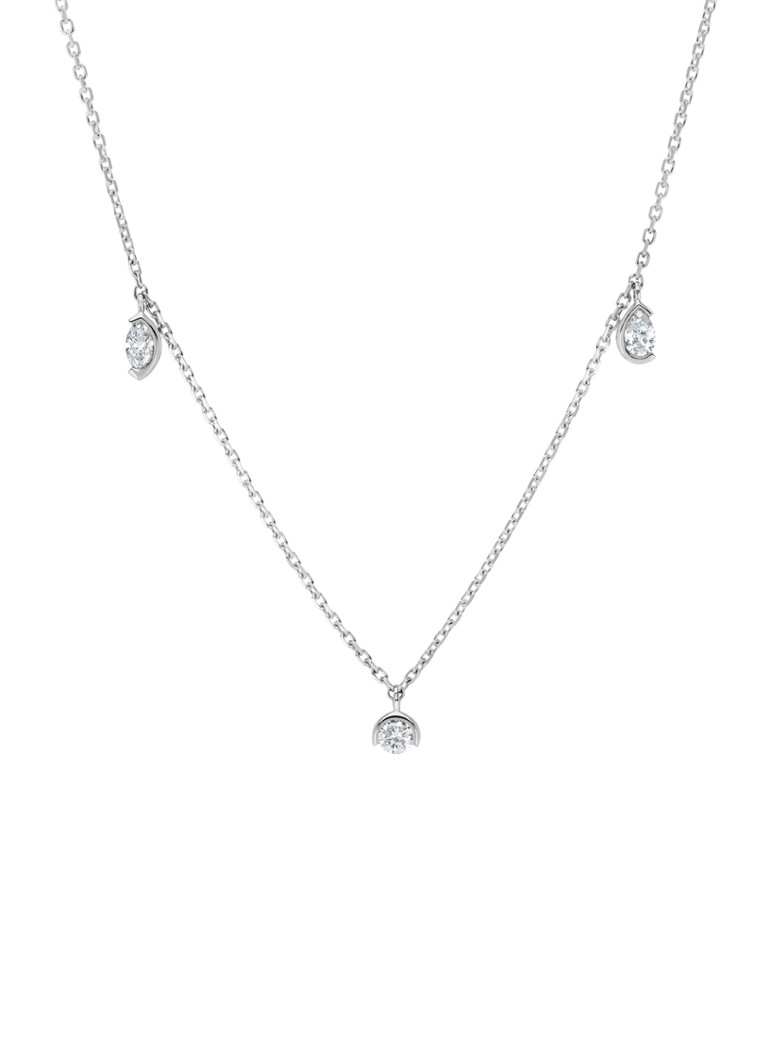 Diamond Point Dames Witgouden collier, 0.25 ct diamant, Starlight in de kleur Witgoud