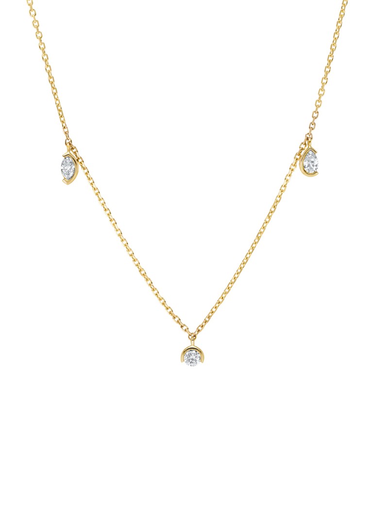 Diamond Point Dames Geelgouden collier, 0.25 ct diamant, Starlight in de kleur Geelgoud