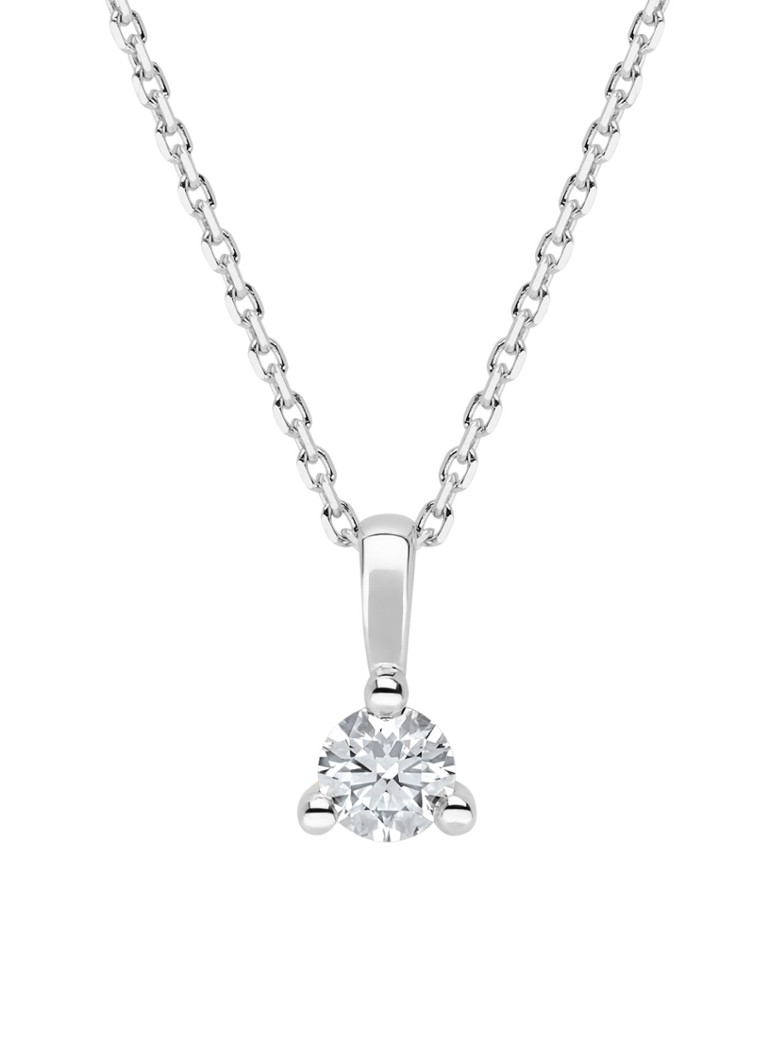 Diamond Point Dames Witgouden hanger, 0.20 ct diamant, Hearts & Arrows in de kleur Witgoud