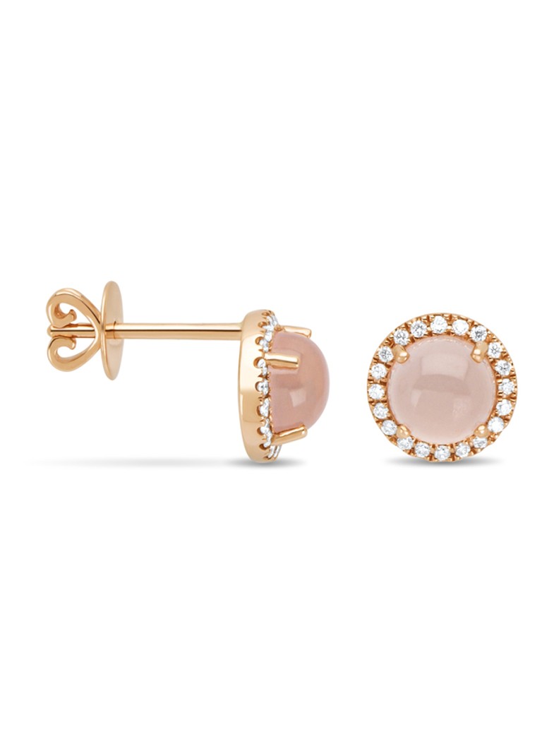 Diamond Point Dames Roségouden oorsieraden, 2.18 ct rozenkwarts, Little Drops in de kleur Roségoud
