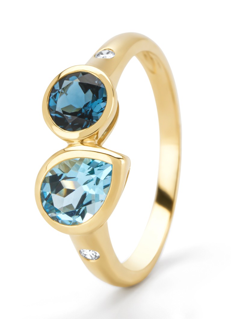 Diamond Point Dames Geelgouden ring, 0.91 ct topaas, Little Drops in de kleur Geelgoud