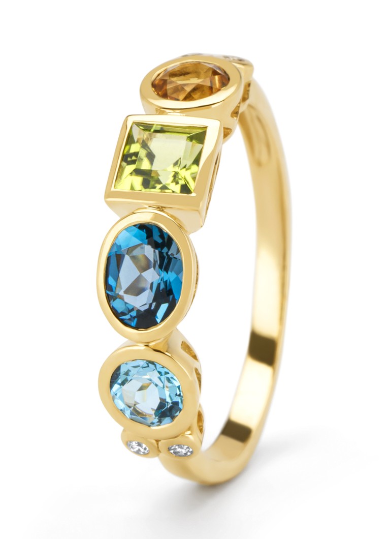 Diamond Point Dames Geelgouden ring, 0.45 ct london topaas, Little Drops in de kleur Geelgoud