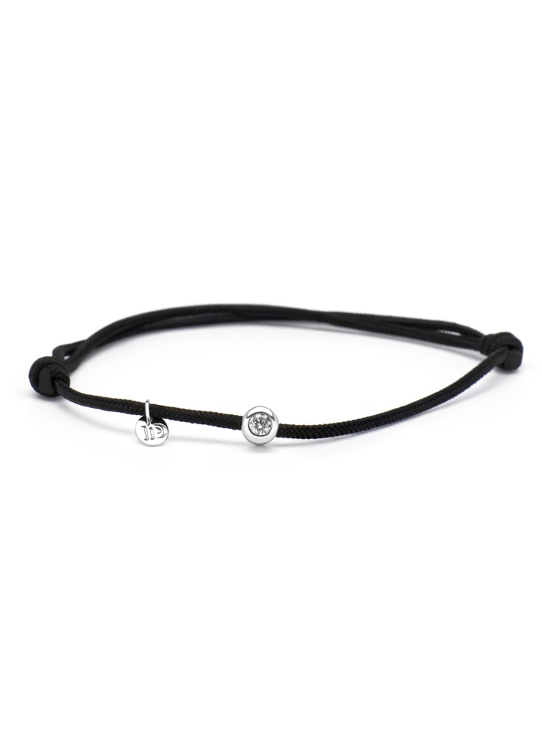 Diamond Point Dames Witgouden koord armband, 0.10ct diamant, Timeless Treasures in de kleur Witgoud