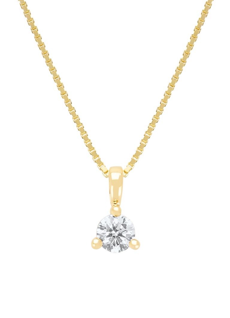 Diamond Point Dames Geelgouden hanger, 0.30 ct diamant, Hearts & Arrows in de kleur Geelgoud