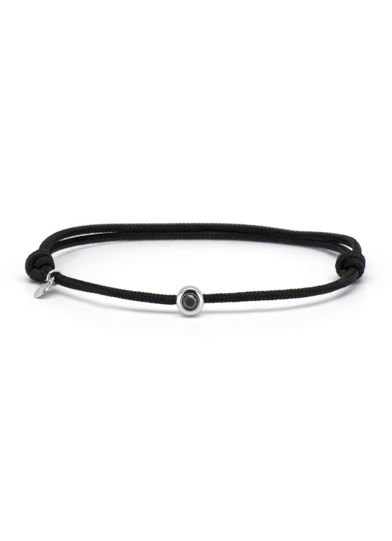 Diamond Point Dames Witgouden koord armband, 0.10 ct zwarte diamant, Timeless Treasures in de kleur Witgoud