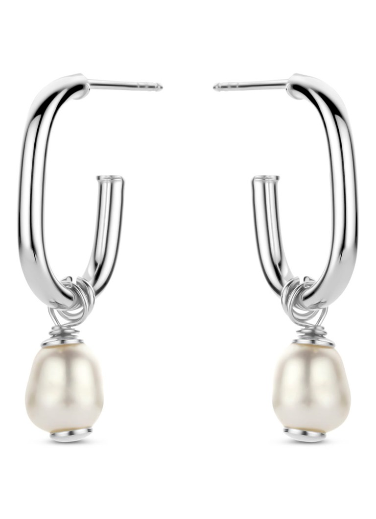 Casa Jewelry Dames Verona oorringen van zilver met zoetwaterparel in de kleur Zilver