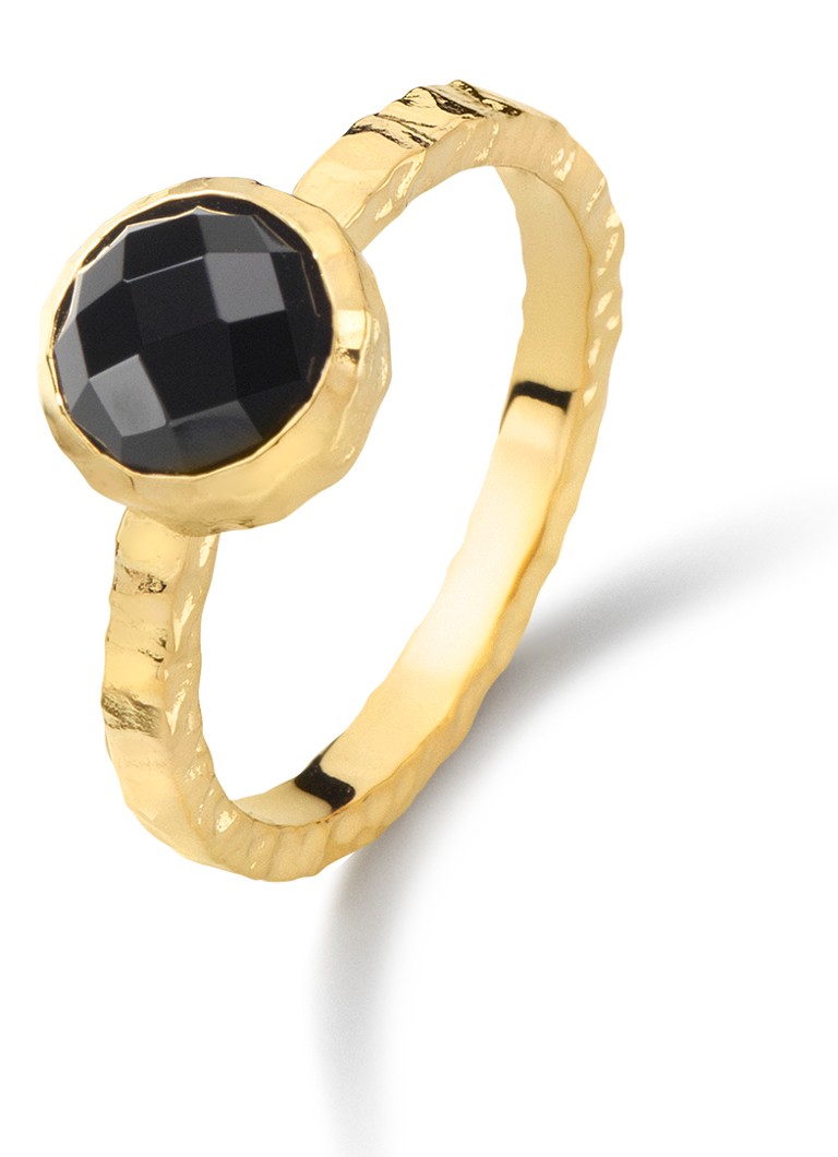 Casa Jewelry Dames Amalfi Onyx ring verguld in de kleur Goud