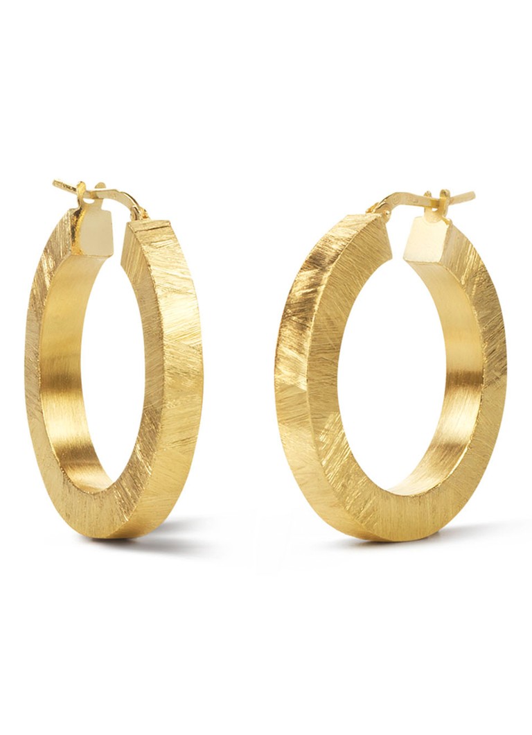 Casa Jewelry Dames Classic Square Satin oorringen verguld in de kleur Goud