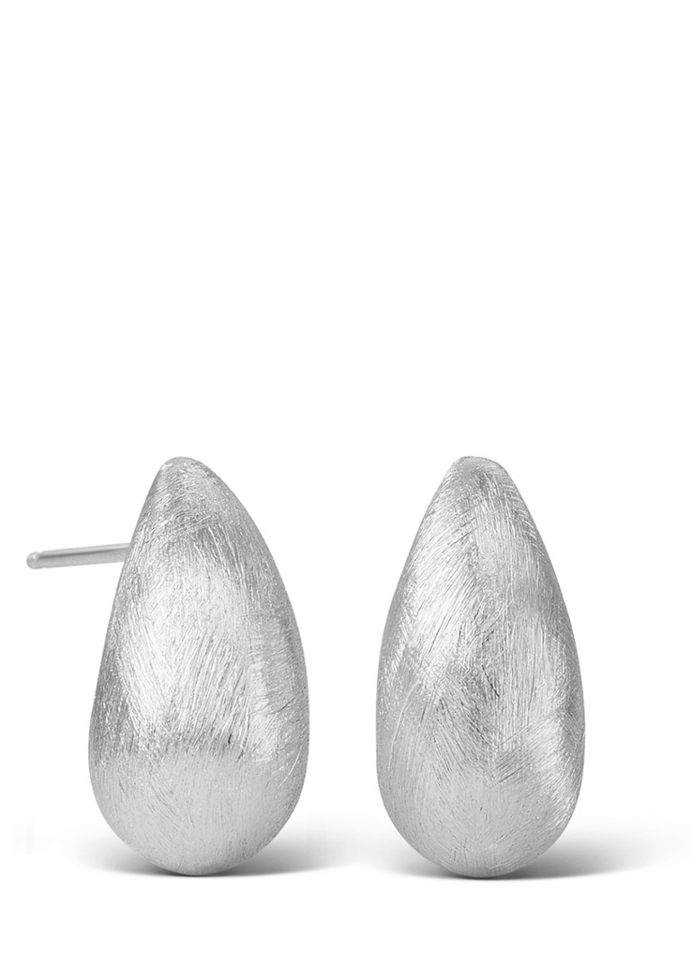 Casa Jewelry Dames Drop Satin oorstekers van zilver in de kleur Zilver