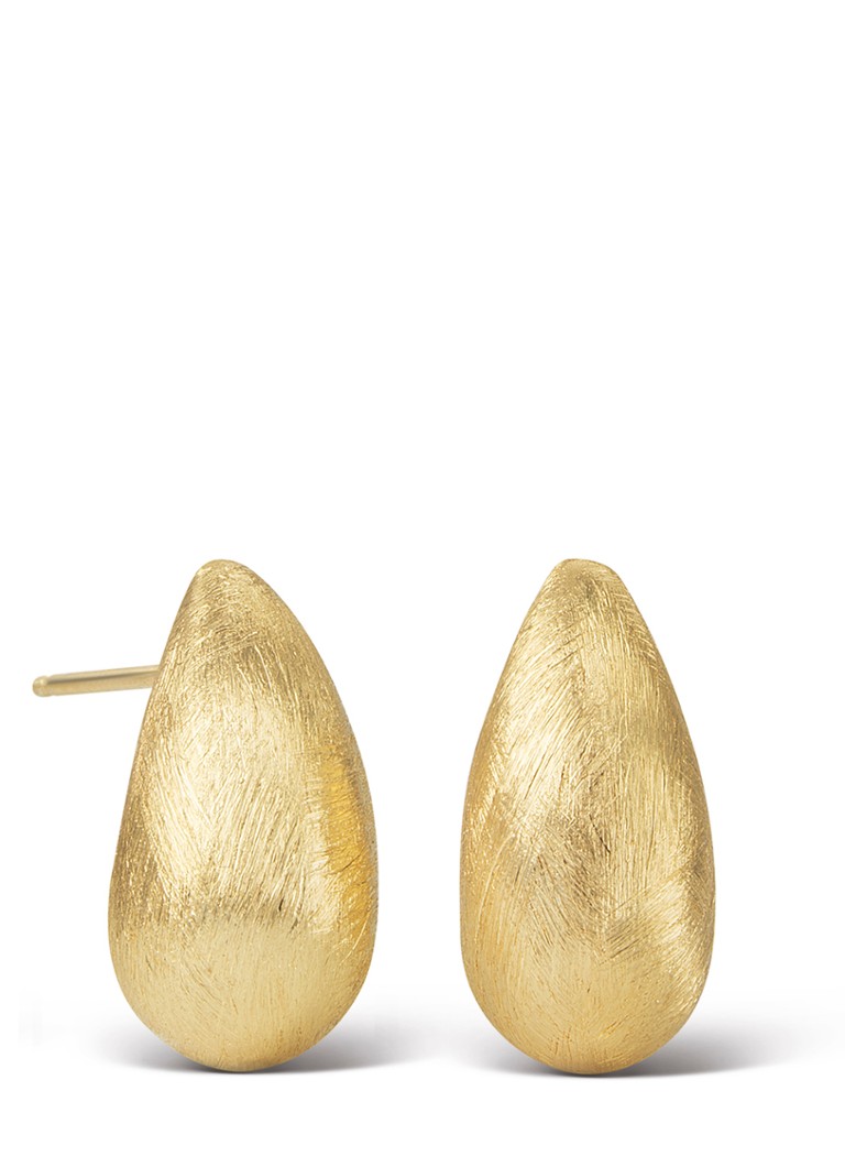 Casa Jewelry Dames Drop Satin oorstekers verguld in de kleur Goud