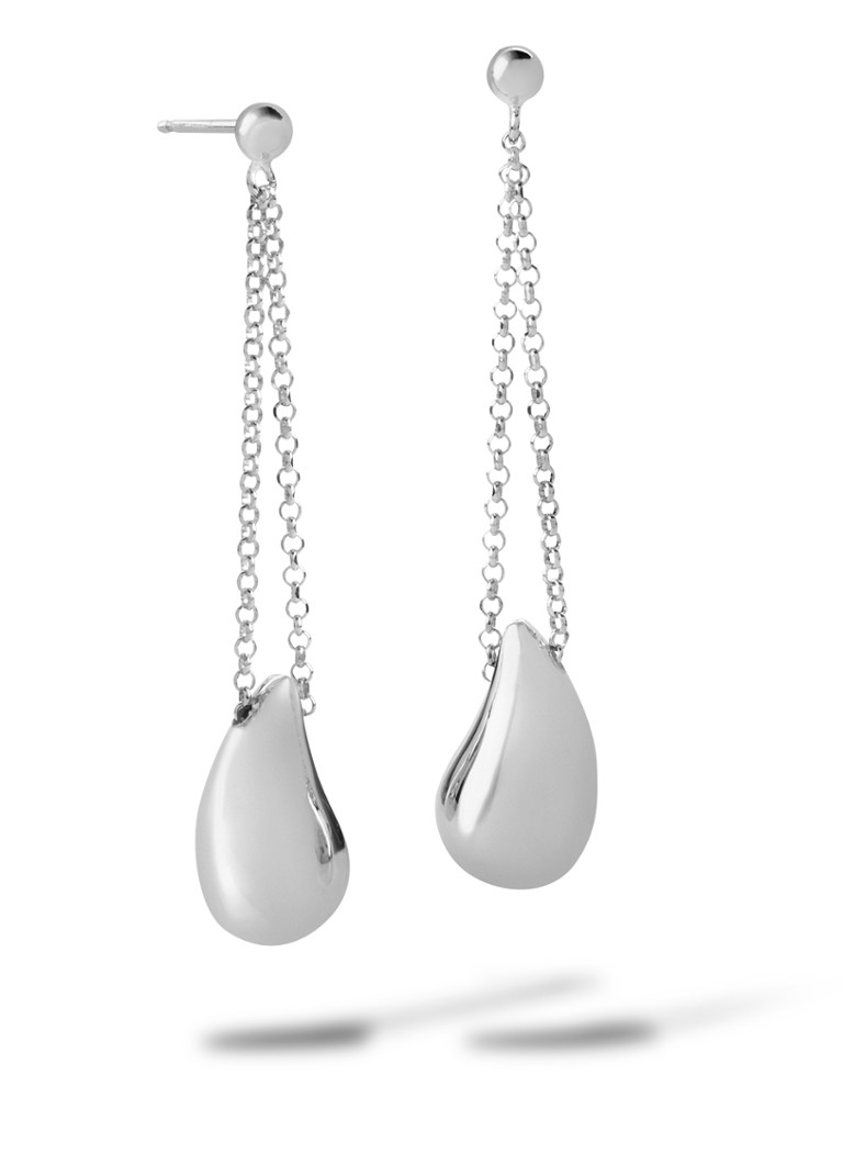 Casa Jewelry Dames Drop Shiny oorstekers van zilver in de kleur Zilver
