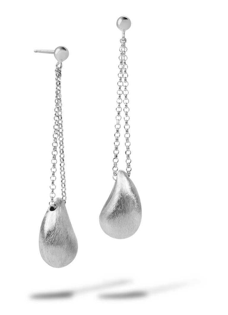 Casa Jewelry Dames Drop Satin oorstekers van zilver in de kleur Zilver