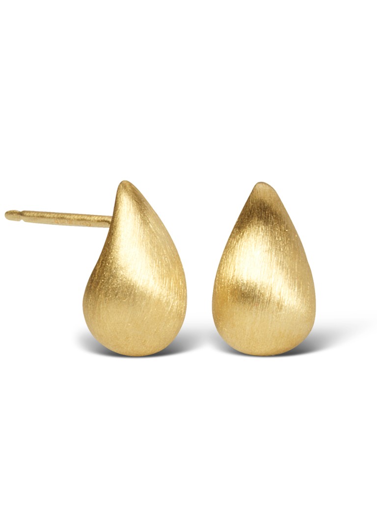 Casa Jewelry Dames Drop S Satin oorstekers verguld in de kleur Goud