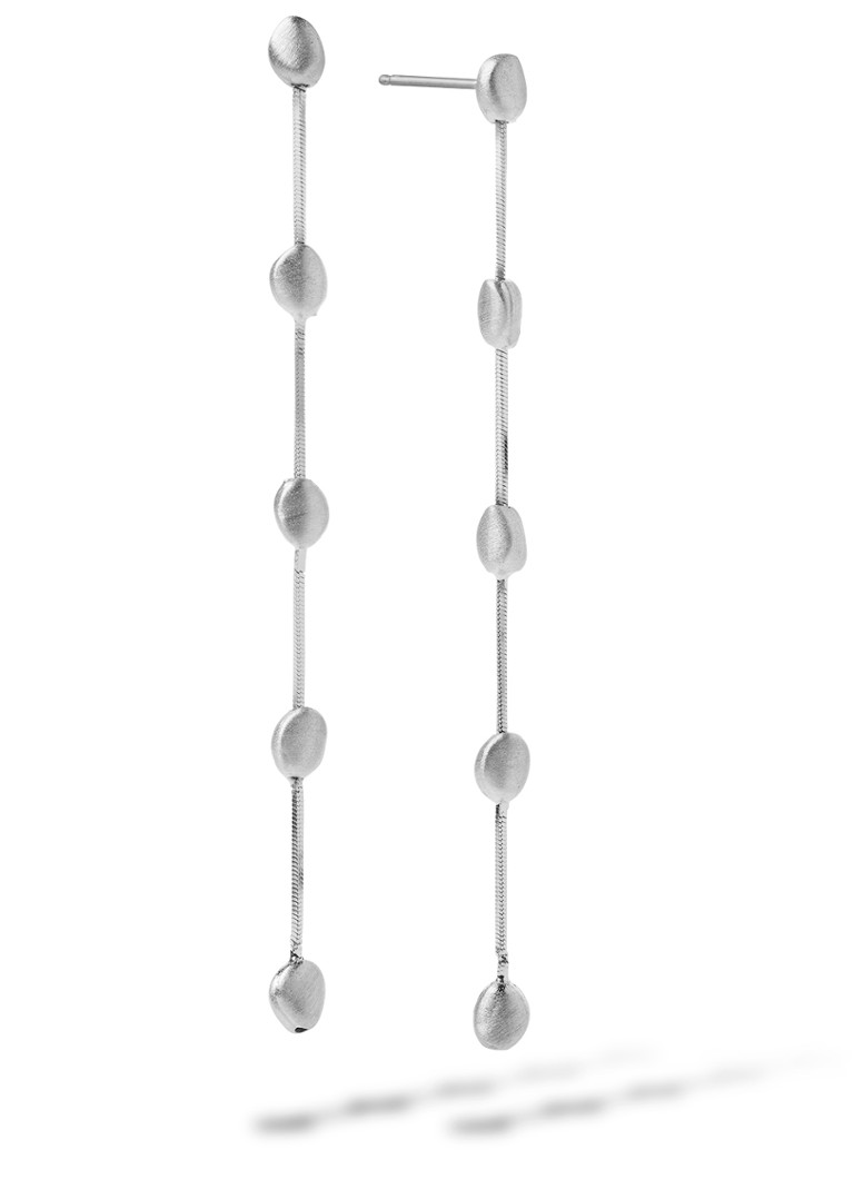 Casa Jewelry Dames Pebbles Satin oorstekers van zilver in de kleur Zilver