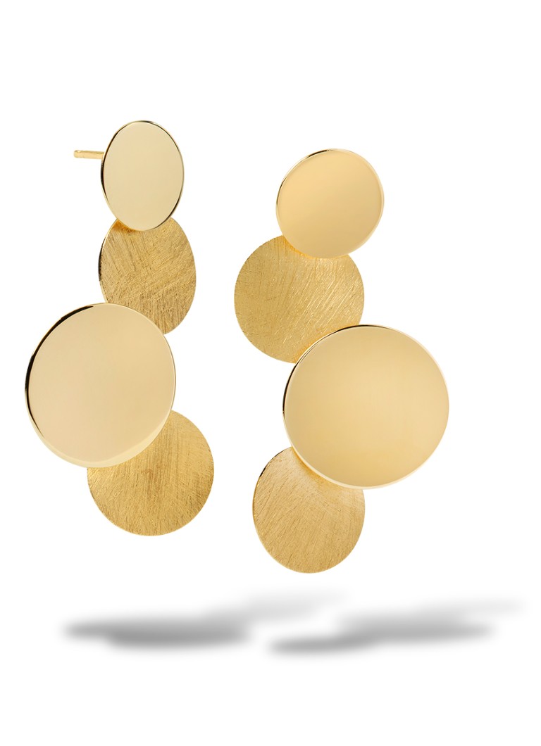 Casa Jewelry Dames Luna Shiny XL oorstekers verguld in de kleur Goud
