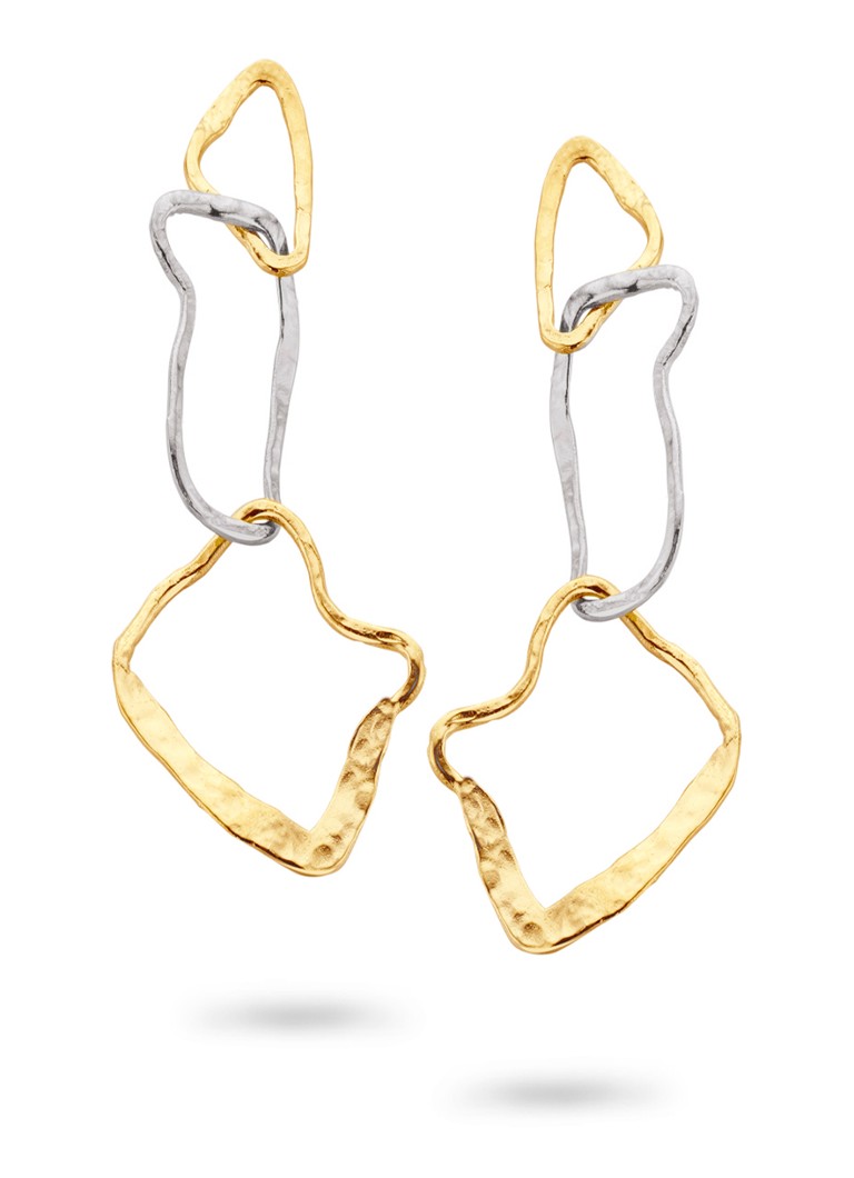 Casa Jewelry Dames Bob Ross Bicolor oorstekers verguld in de kleur Goud