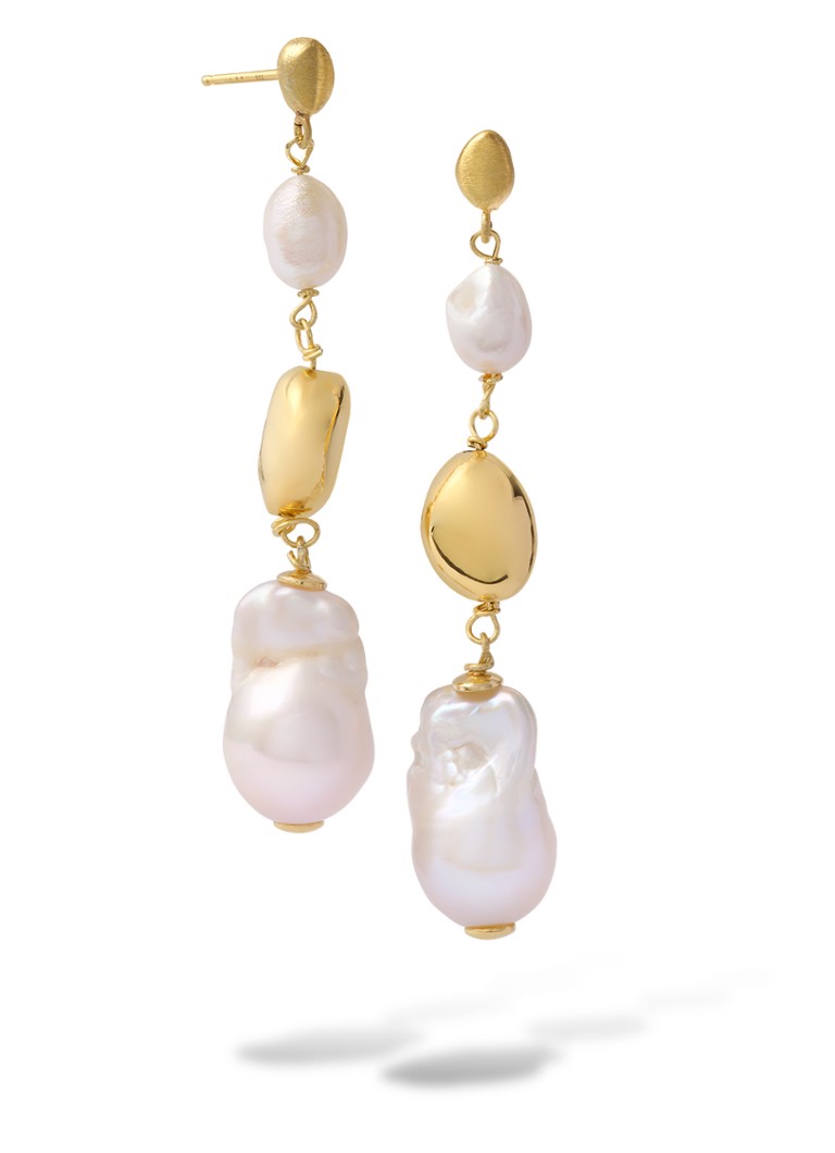 Casa Jewelry Dames Nouveau oorstekers verguld in de kleur Goud