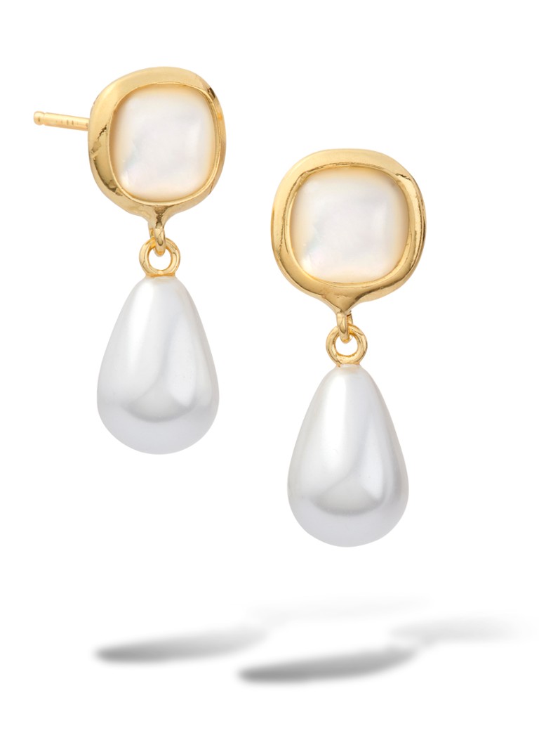 Casa Jewelry Dames Grace Drop oorstekers verguld in de kleur Goud