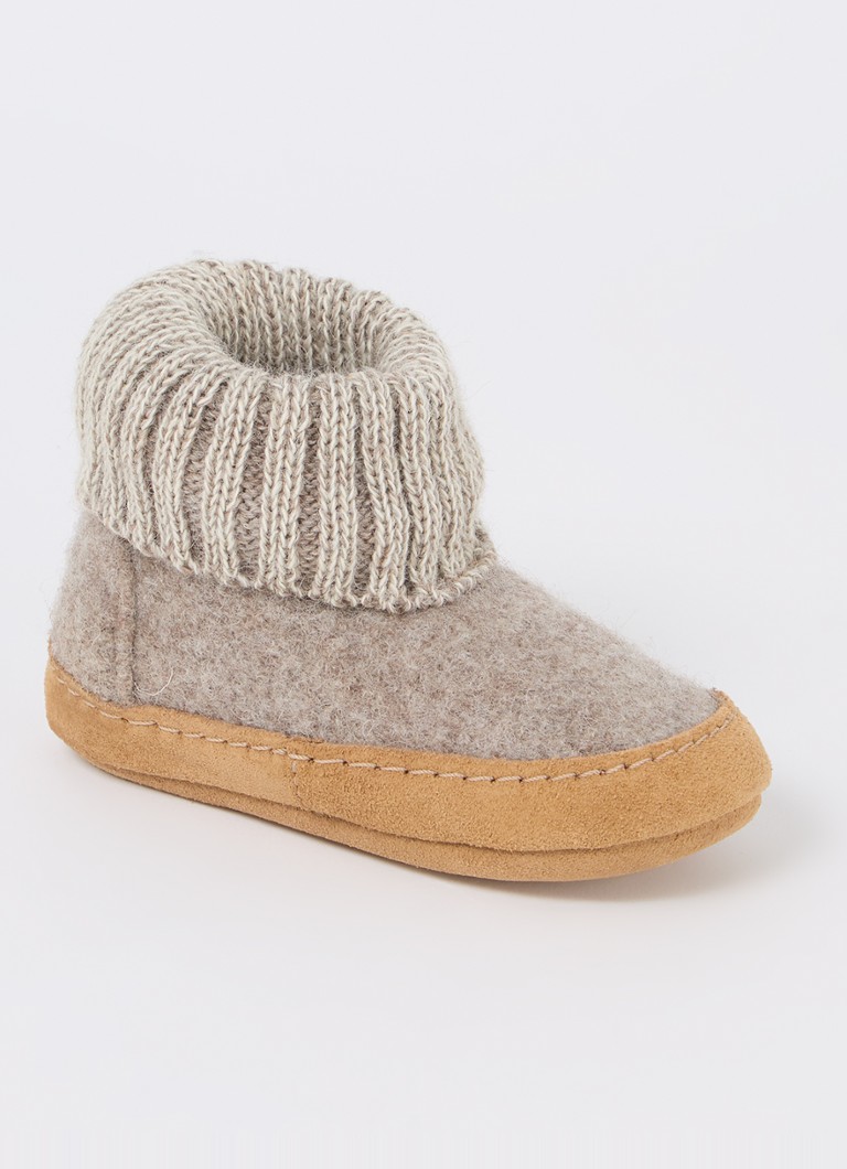 Bergstein Meisjes Cozy Lux pantoffel van scheerwol in de kleur Donkerbeige, maat: 28