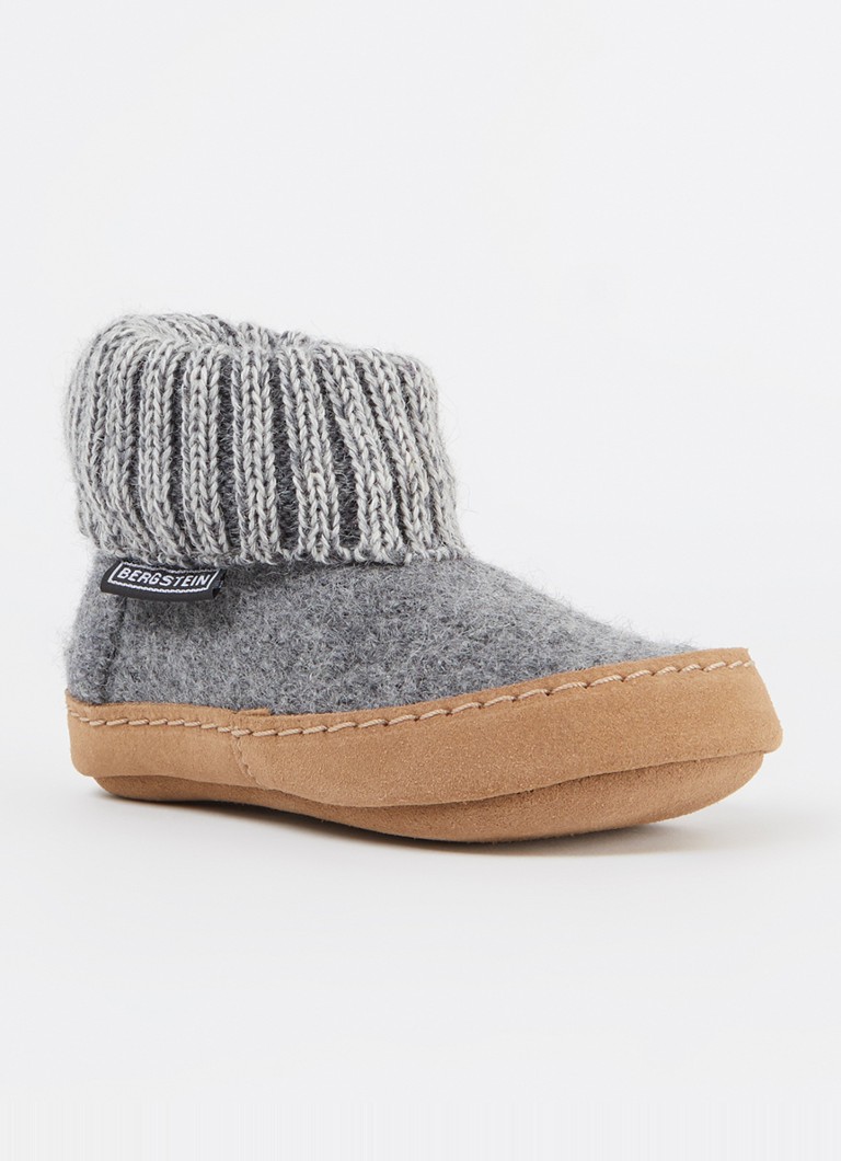 Bergstein Meisjes Cozy Lux pantoffel van scheerwol in de kleur Donkergrijs, maat: 28