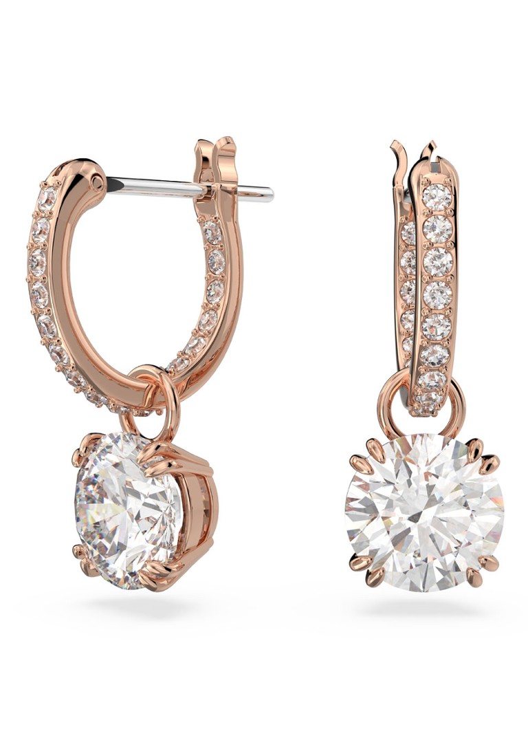 Swarovski Dames Constella Simple oorringen met kristal in de kleur Roségoud