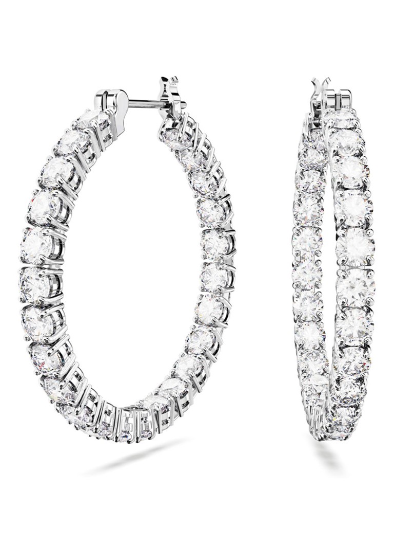 Swarovski Dames Matrix oorringen met kristal in de kleur Zilver