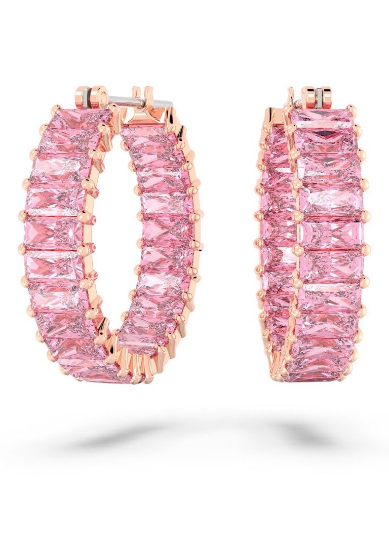 Swarovski Dames Matrix oorringen met kristal in de kleur Roze