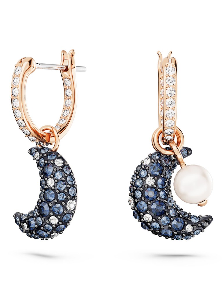 Swarovski Dames Luna oorringen verguld in de kleur Roségoud