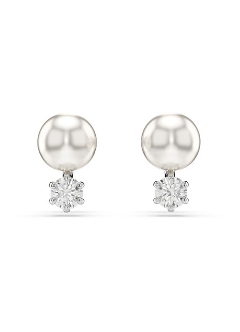 Swarovski Dames Matrix oorknopjes met kristal in de kleur Zilver