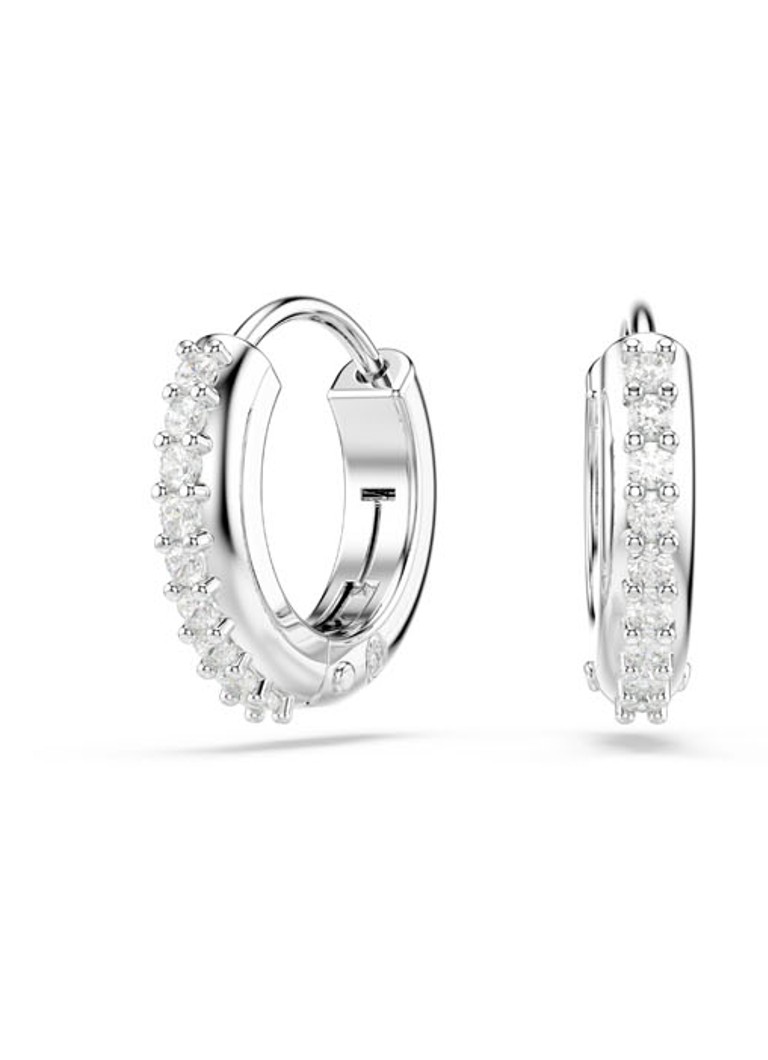 Swarovski Dames Matrix oorringen met kristal in de kleur Zilver