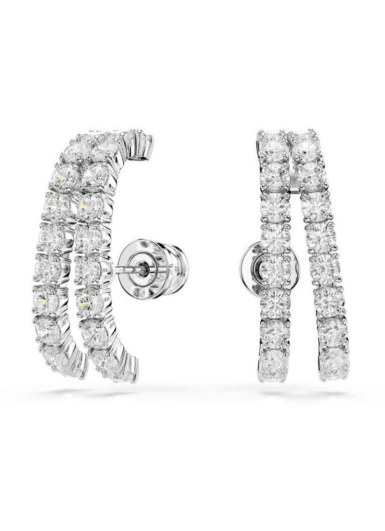 Swarovski Dames Matrix oorstekers met kristal in de kleur Zilver
