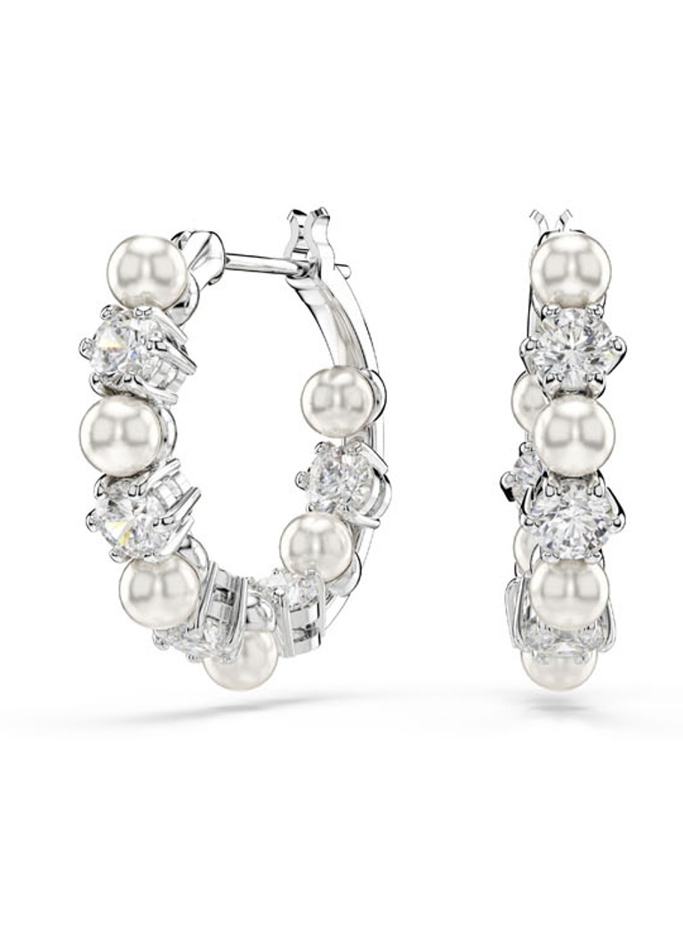 Swarovski Dames Matrix oorringen met parel in de kleur Zilver
