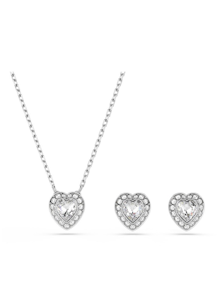 Swarovski Dames SS25 Capsule set van ketting en oorknopjes met kristal in de kleur Zilver
