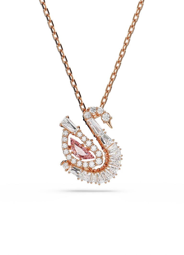 Swarovski Dames Swan ketting met zirkonia in de kleur Roségoud