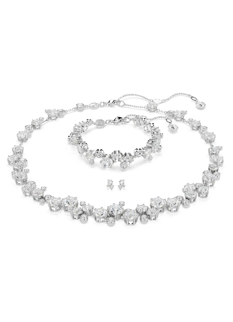 Swarovski Dames Constella set van ketting, armband en oorstekers met kristal in de kleur Zilver