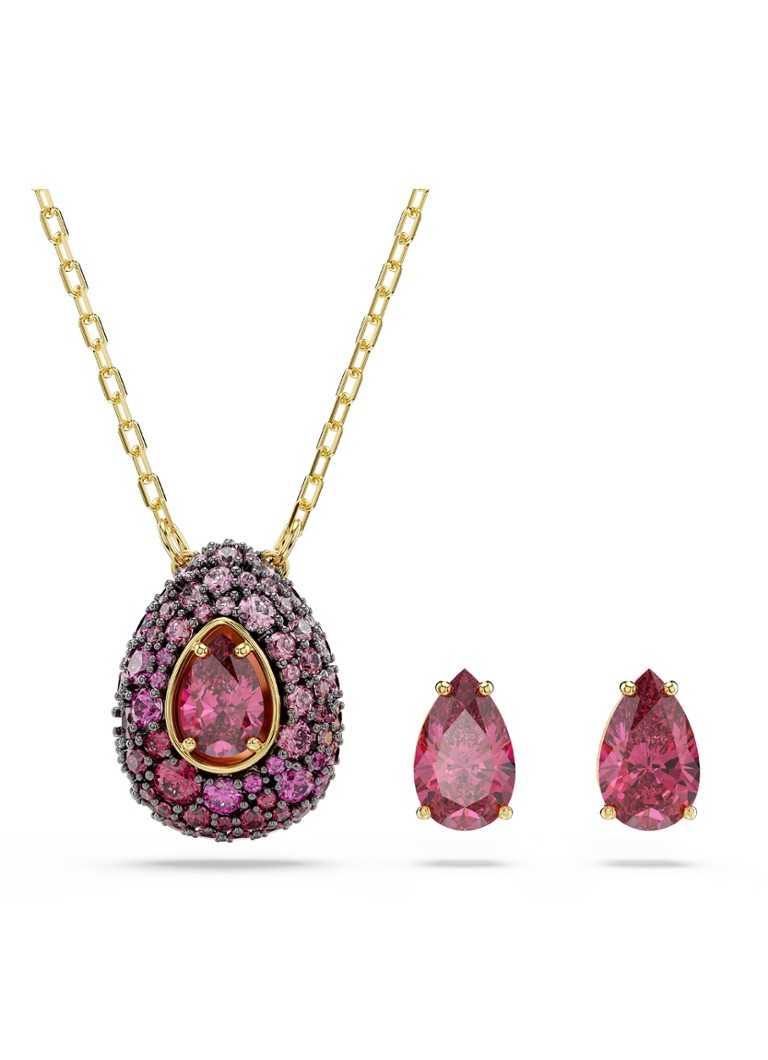 Swarovski Dames Sublima set van ketting en oorknopjes met kristal in de kleur Goud