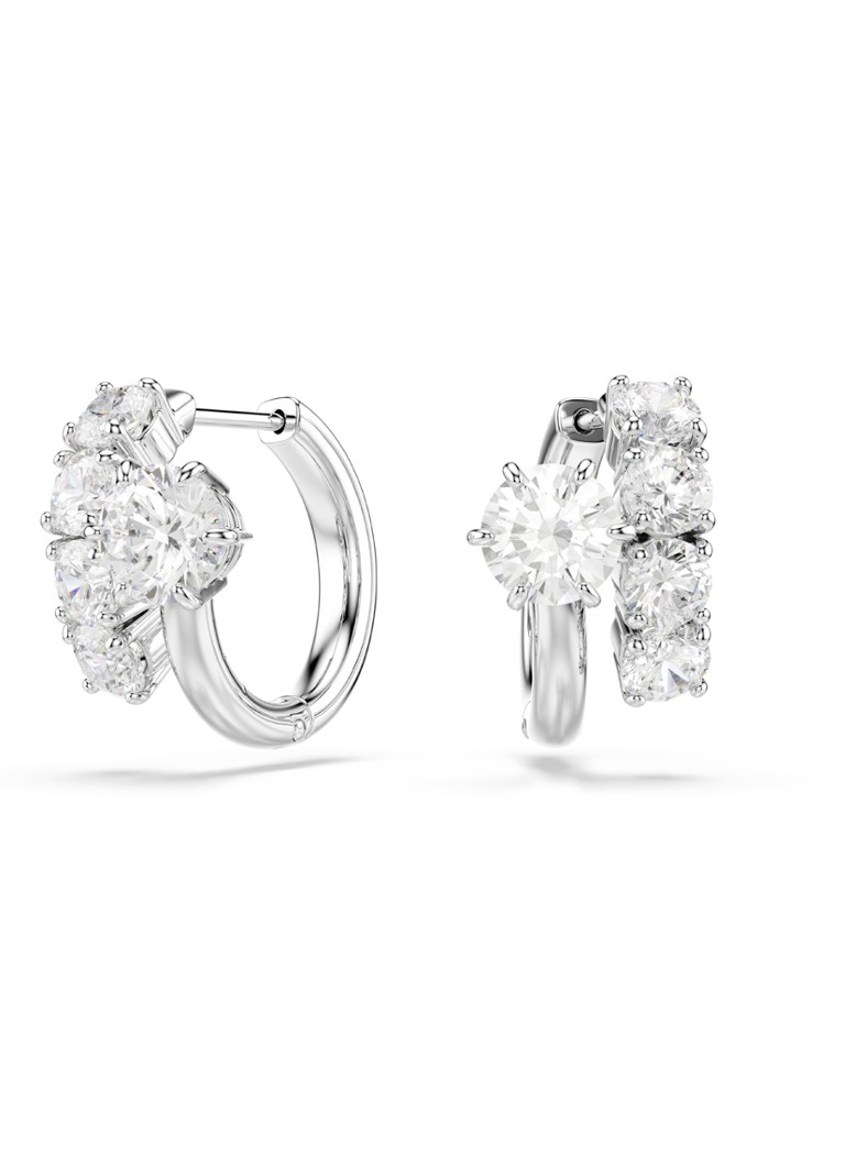 Swarovski Dames Matrix oorringen met kristal in de kleur Zilver