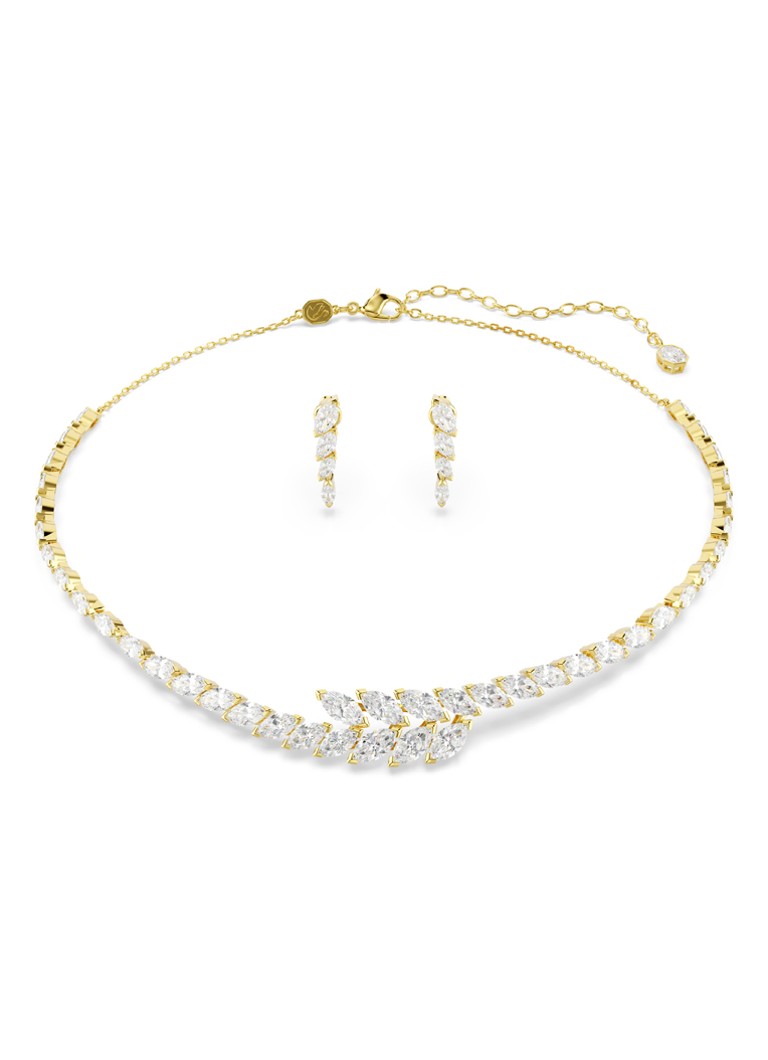 Swarovski Dames Mesmera set van ketting en oorstekers met kristal in de kleur Goud
