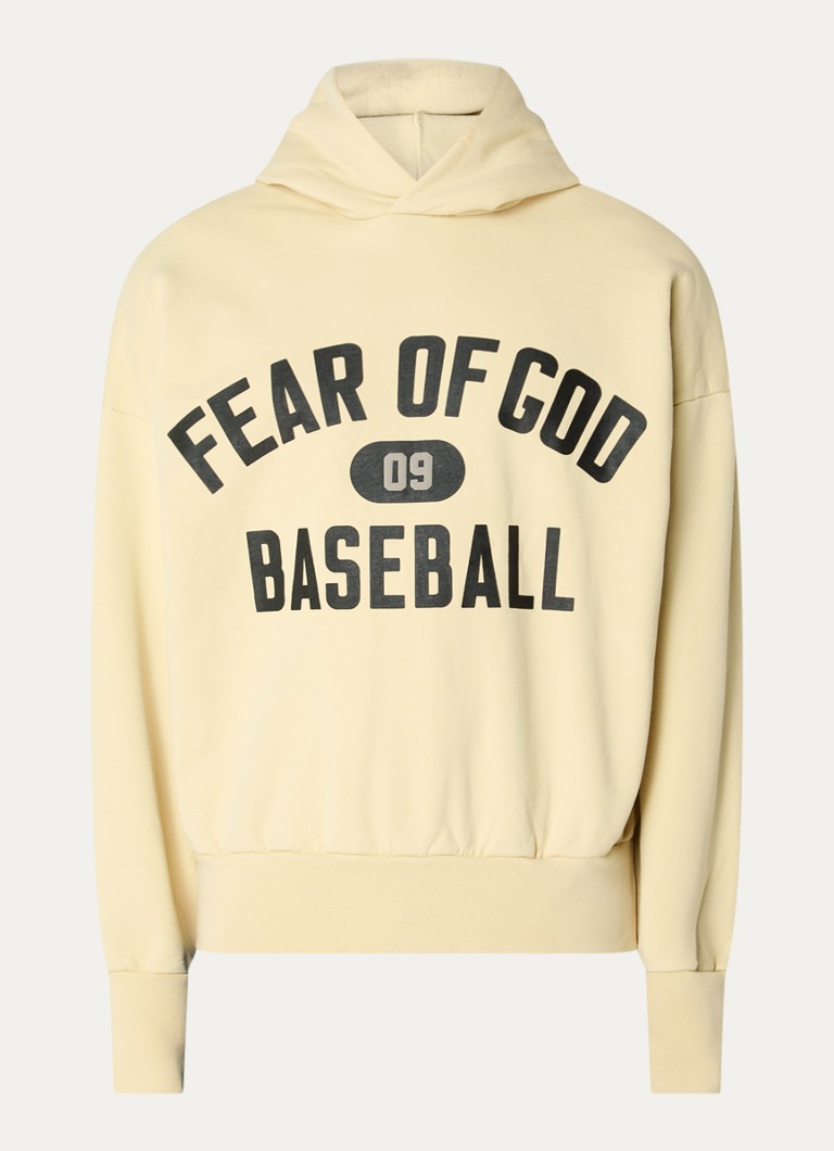 Fear of God Heren 09 hoodie met front- en backprint in de kleur Lichtgeel, maat: L